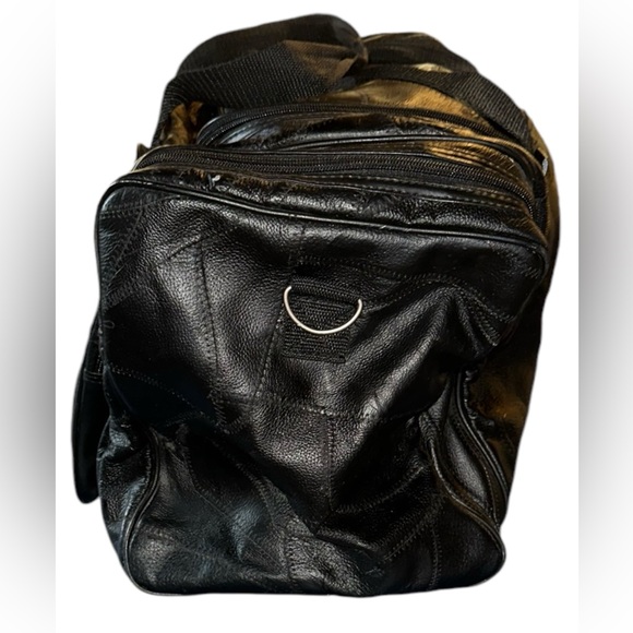 Vtg. Genuine Buffalo Leather Duffel Bag • Patchwork • Weekender • Travel - Picture 3 of 8